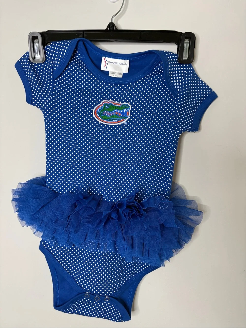 Florida Gators Blue Polka Dot Tutu Baby Onesie Size 18 months